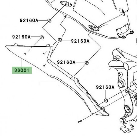 Cache latéral sous réservoir gauche Kawasaki Versys 650 (2010-2014) | Réf. 360010196