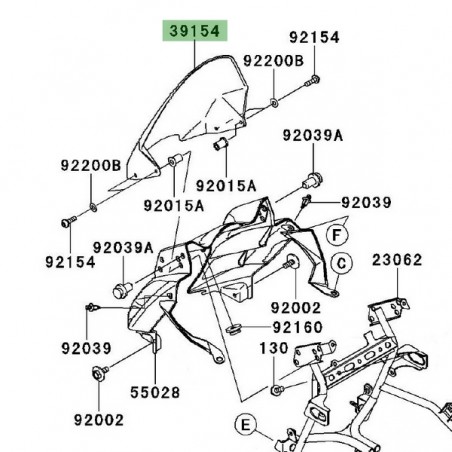 Saute-vent d'origine Kawasaki Versys 650 (2010-2014) | Réf. 391540053